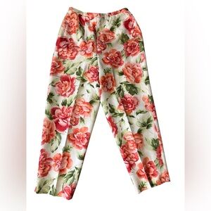 Talbots Silk Floral Print Cropped Pants.  Size 12. 28” Waist 12” R 25” I